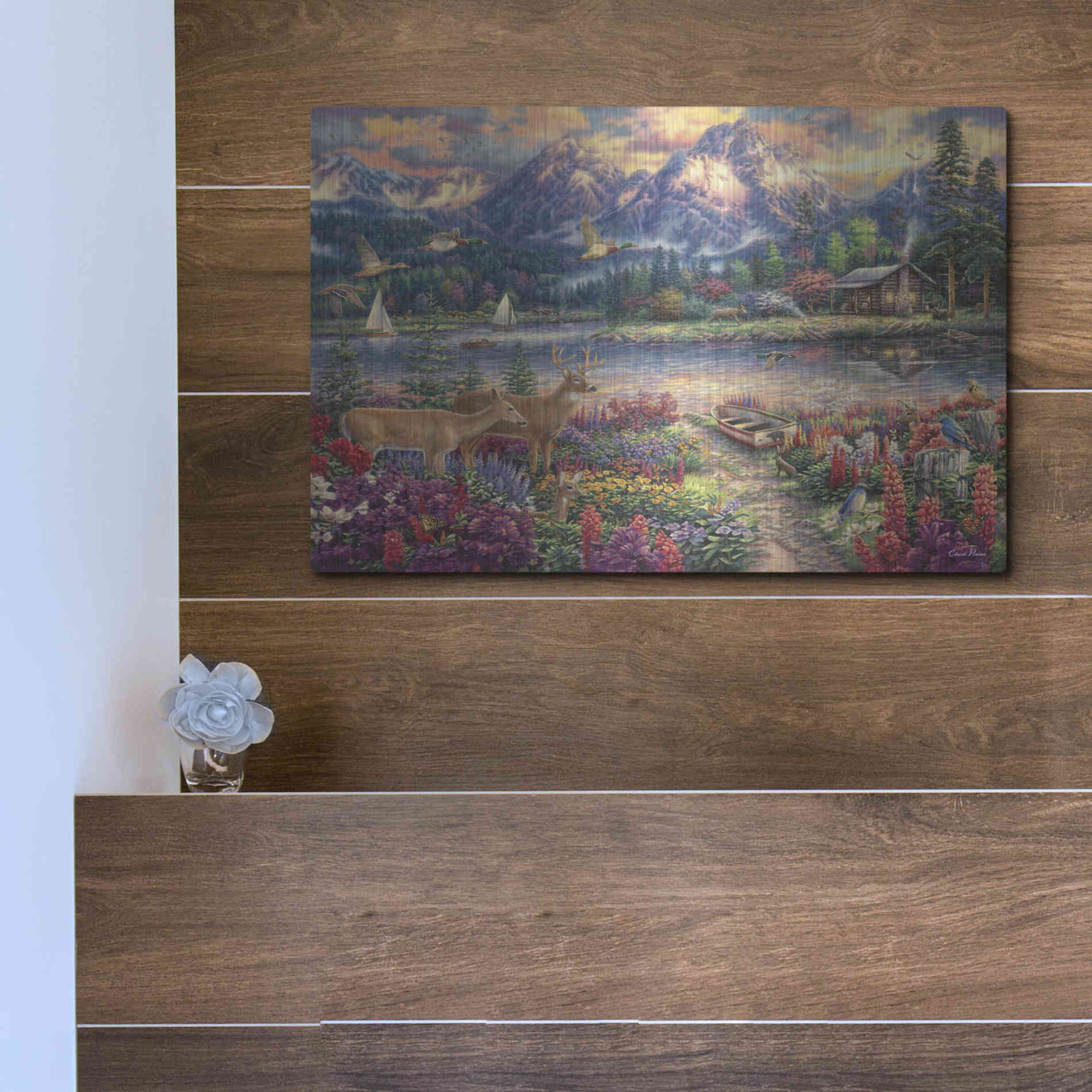 Luxe Metal Art 'Spring Mountain Majesty' by Chuck Pinson, Metal Wall Art,16x12