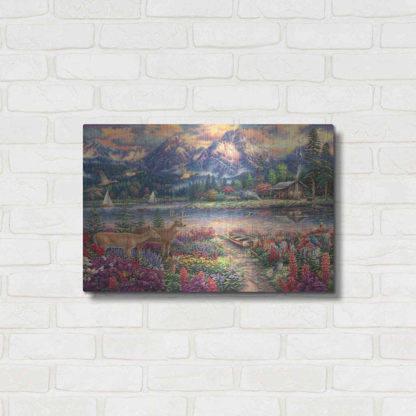 Luxe Metal Art 'Spring Mountain Majesty' by Chuck Pinson, Metal Wall Art,24x16