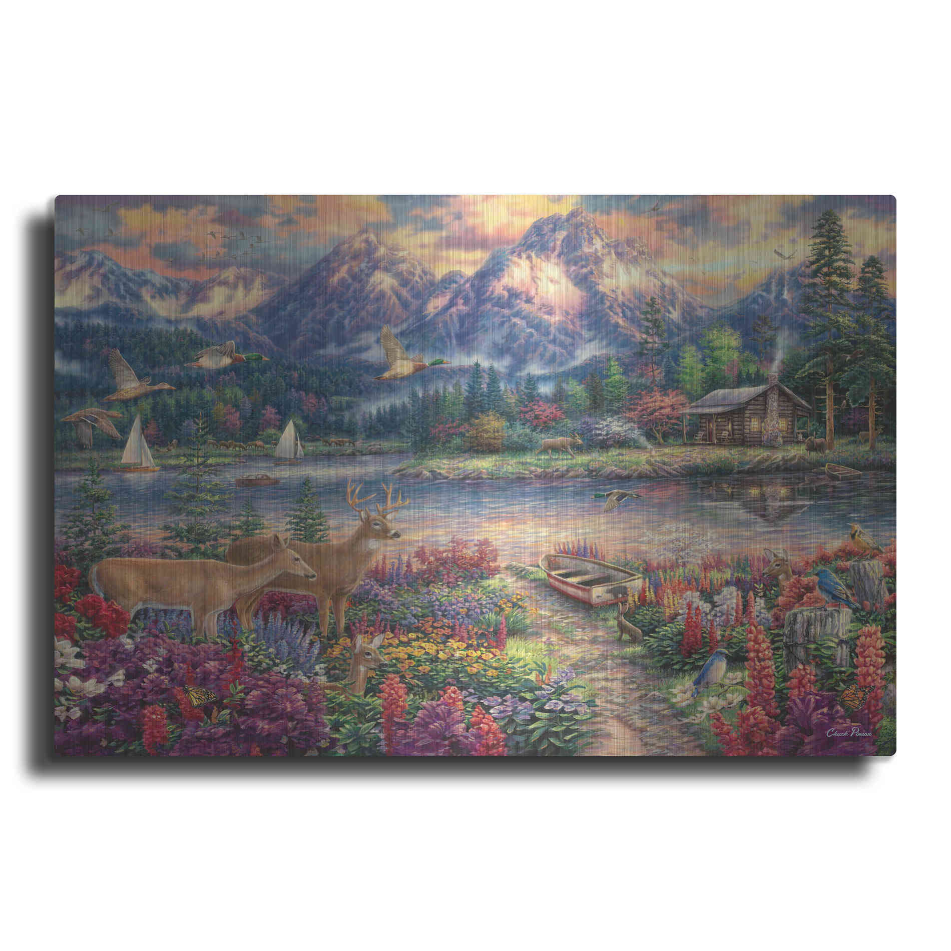 Luxe Metal Art 'Spring Mountain Majesty' by Chuck Pinson, Metal Wall Art