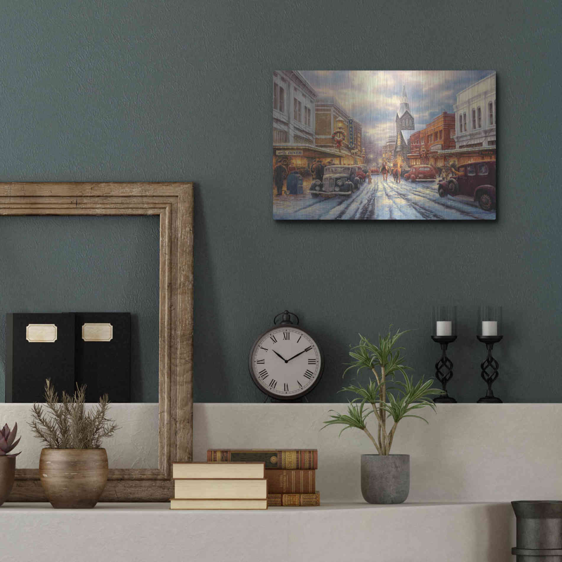 Luxe Metal Art 'The Warmth of Small Town Living' by Chuck Pinson, Metal Wall Art,16x12