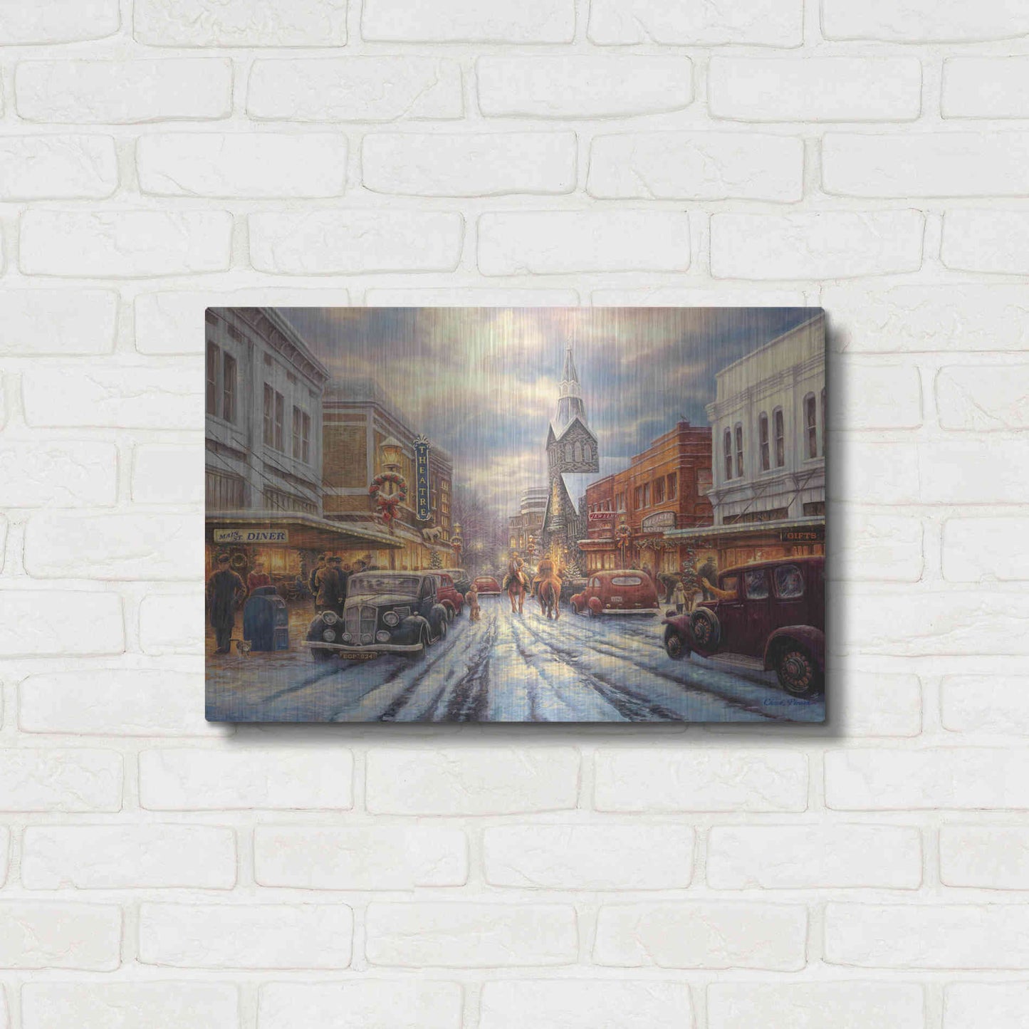 Luxe Metal Art 'The Warmth of Small Town Living' by Chuck Pinson, Metal Wall Art,24x16