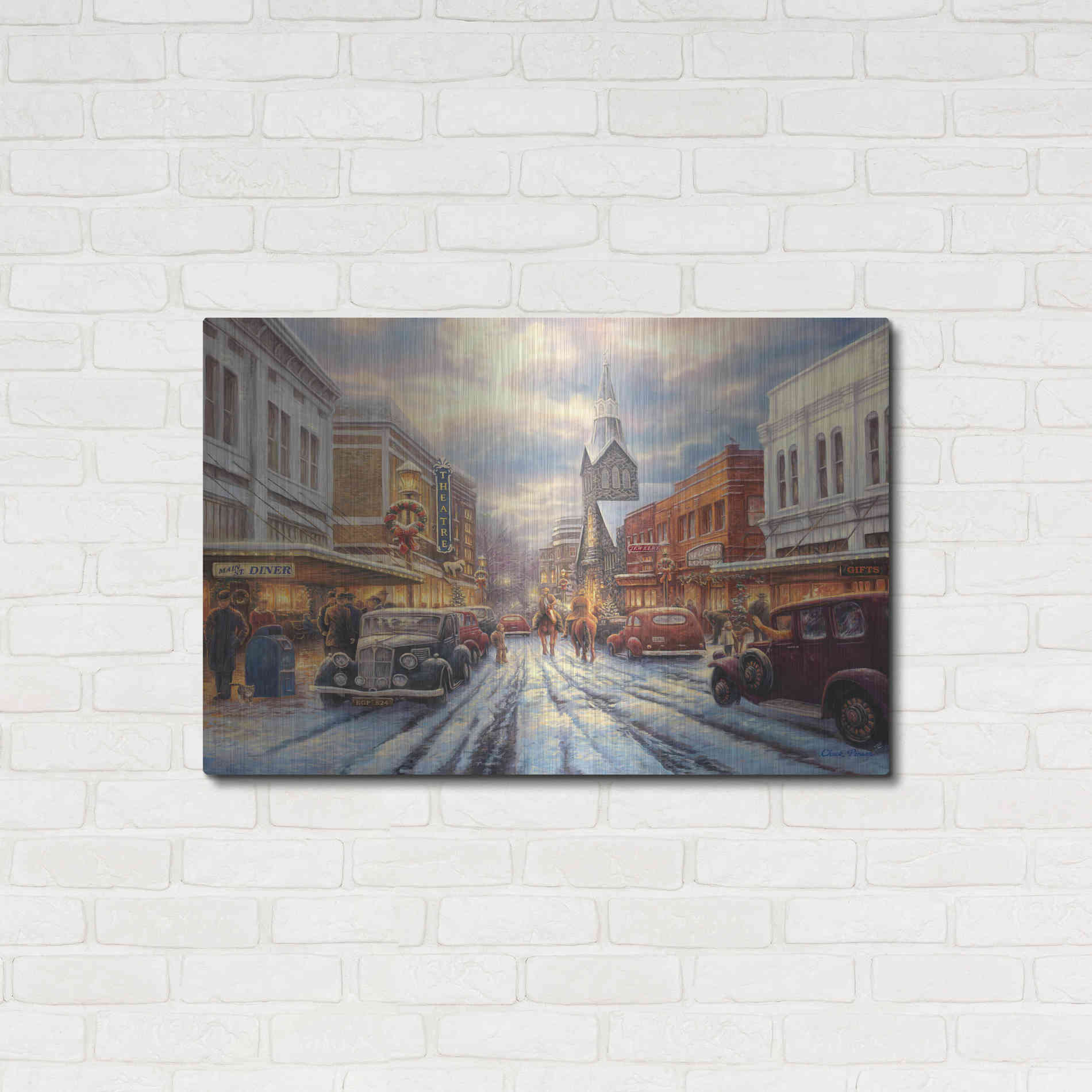 Luxe Metal Art 'The Warmth of Small Town Living' by Chuck Pinson, Metal Wall Art,36x24
