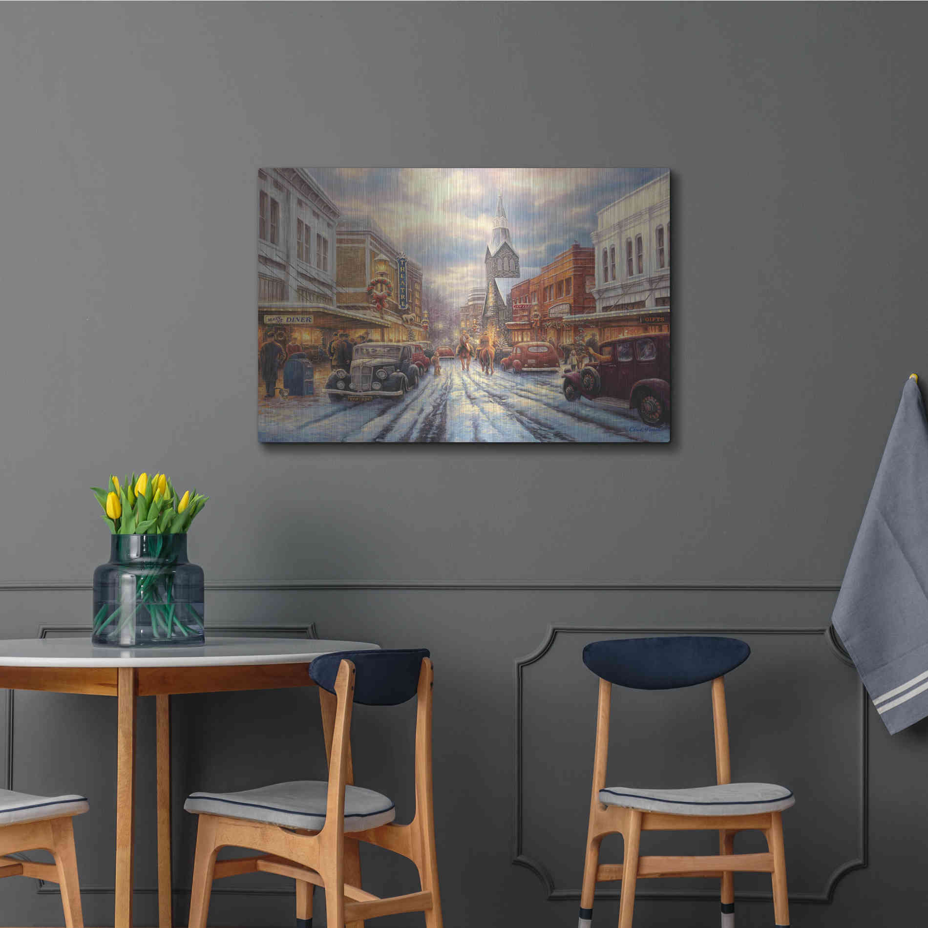 Luxe Metal Art 'The Warmth of Small Town Living' by Chuck Pinson, Metal Wall Art,36x24