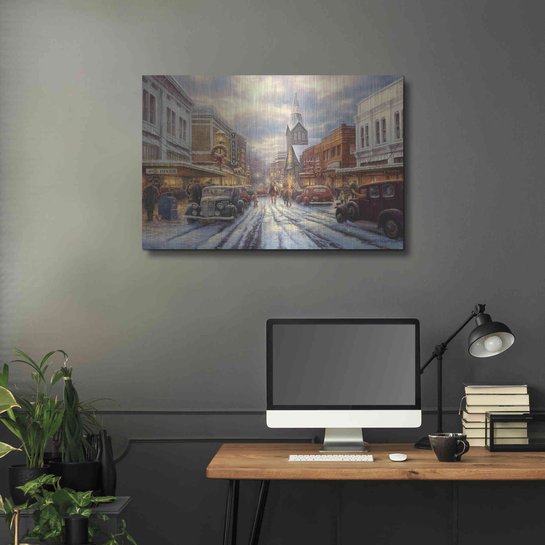 Luxe Metal Art 'The Warmth of Small Town Living' by Chuck Pinson, Metal Wall Art,36x24