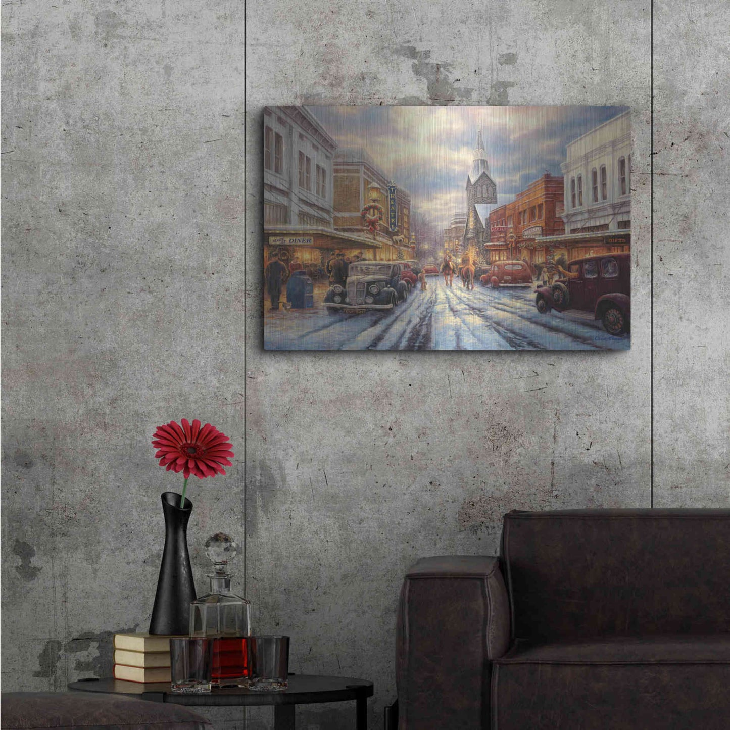 Luxe Metal Art 'The Warmth of Small Town Living' by Chuck Pinson, Metal Wall Art,36x24