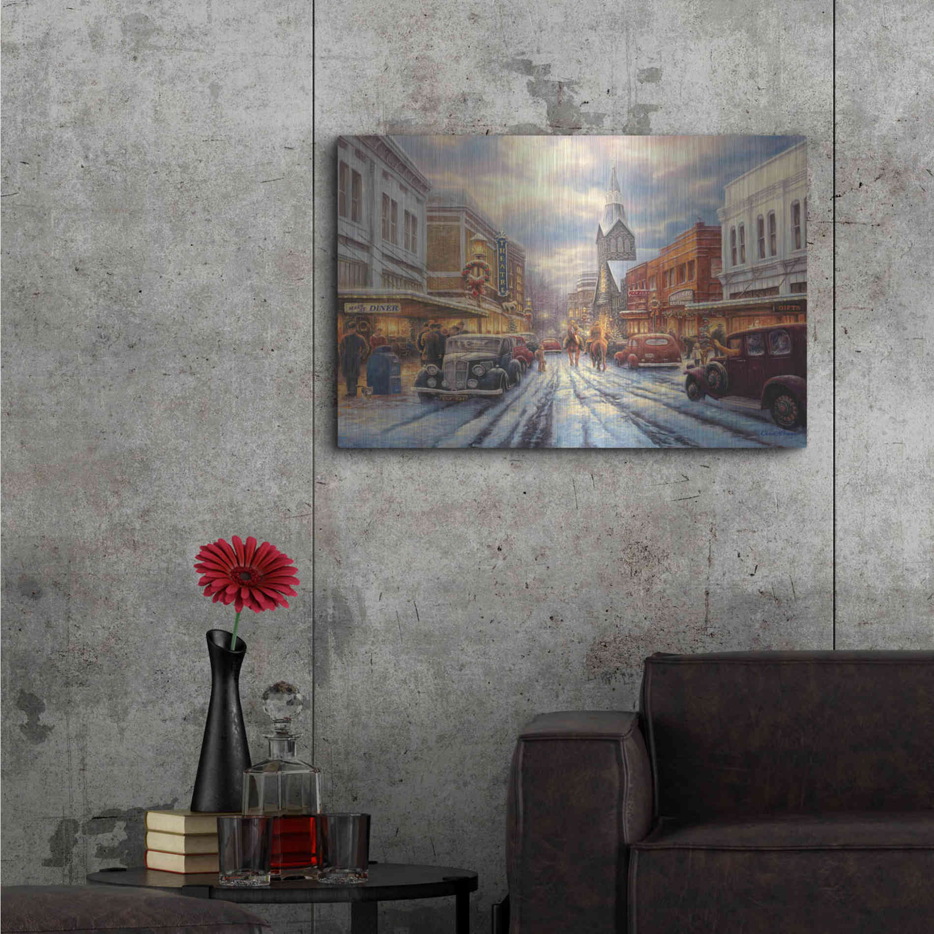 Luxe Metal Art 'The Warmth of Small Town Living' by Chuck Pinson, Metal Wall Art,36x24