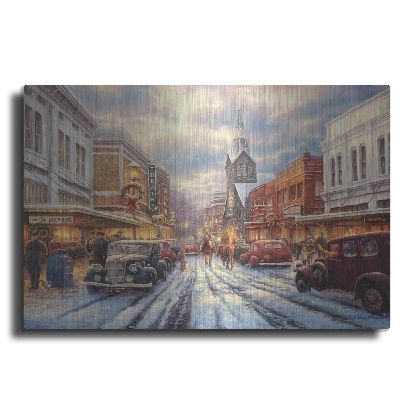 Luxe Metal Art 'The Warmth of Small Town Living' by Chuck Pinson, Metal Wall Art