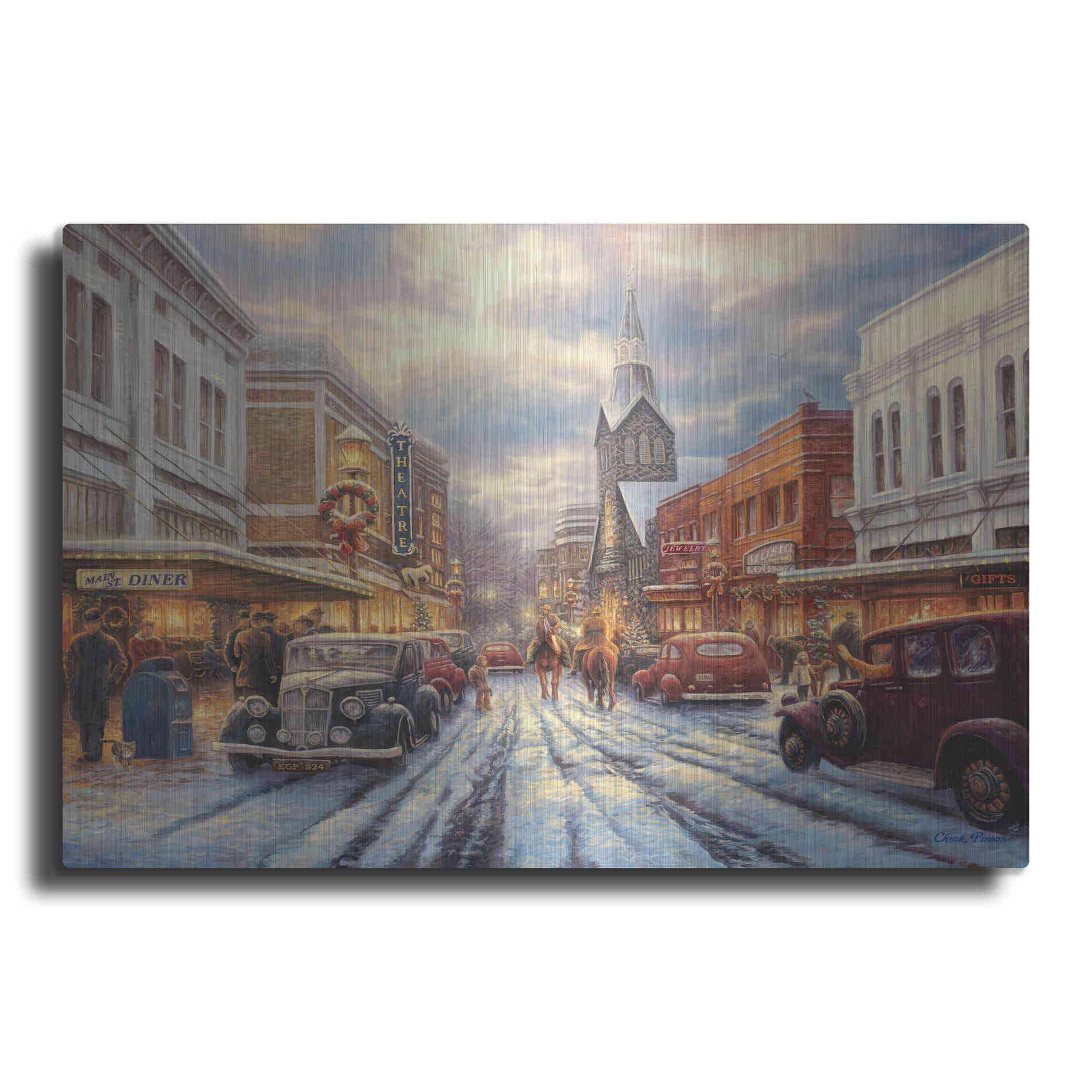 Luxe Metal Art 'The Warmth of Small Town Living' by Chuck Pinson, Metal Wall Art