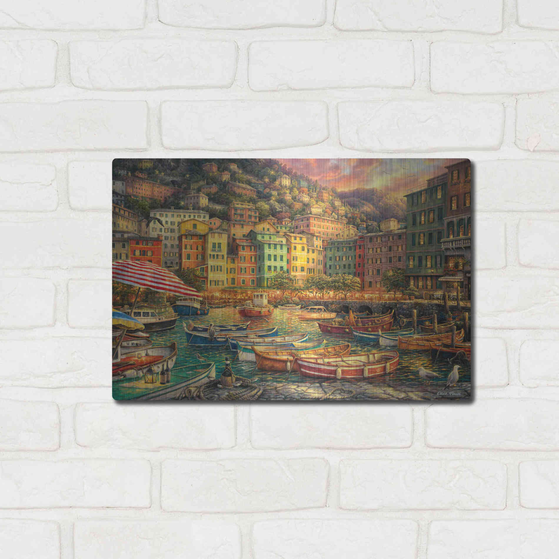 Luxe Metal Art 'Vibrance of Italy' by Chuck Pinson, Metal Wall Art,16x12