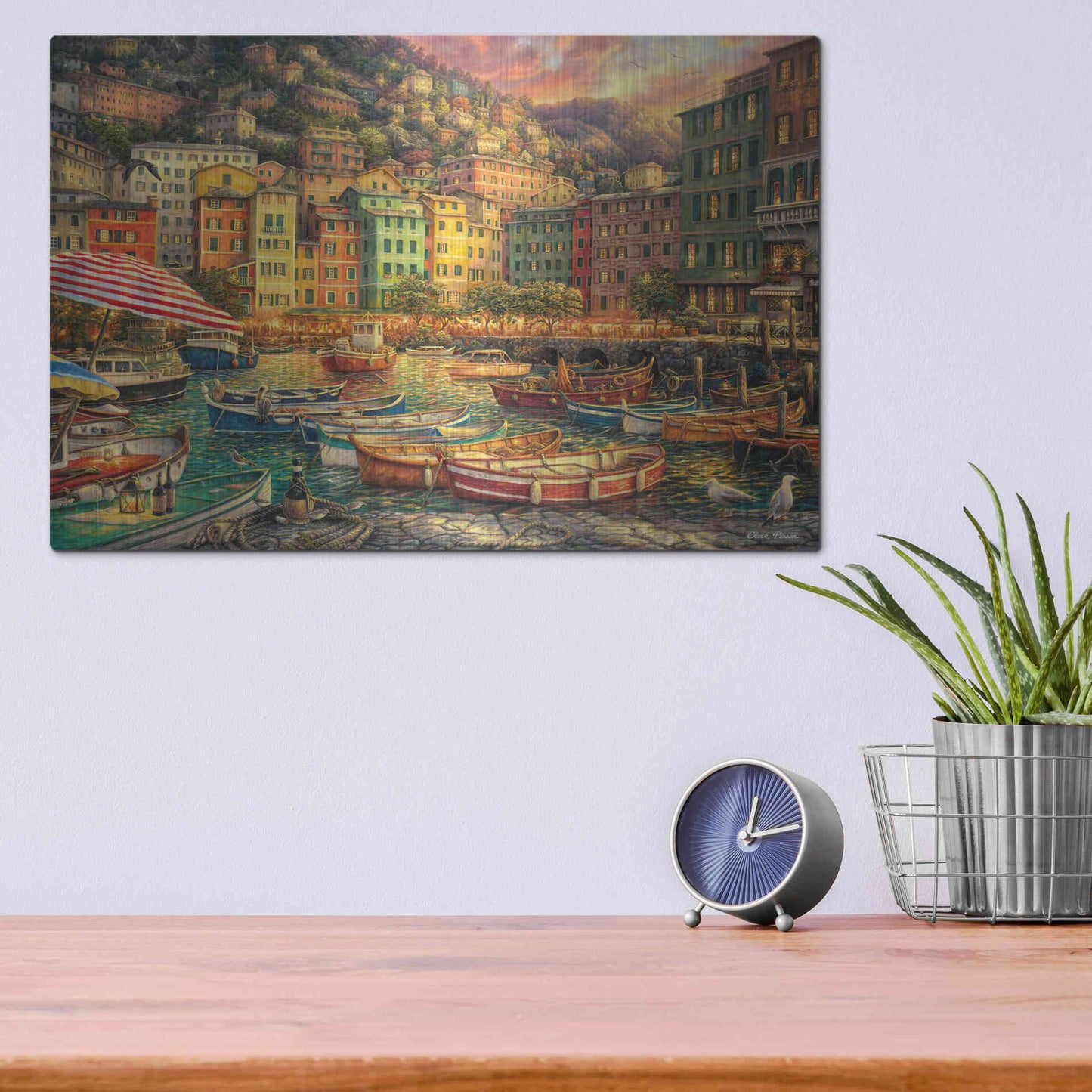 Luxe Metal Art 'Vibrance of Italy' by Chuck Pinson, Metal Wall Art,16x12