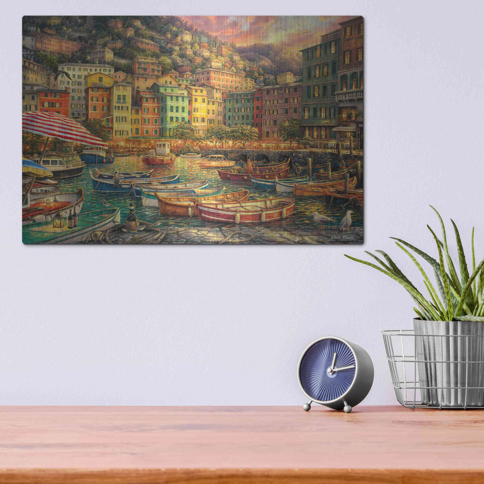 Luxe Metal Art 'Vibrance of Italy' by Chuck Pinson, Metal Wall Art,16x12