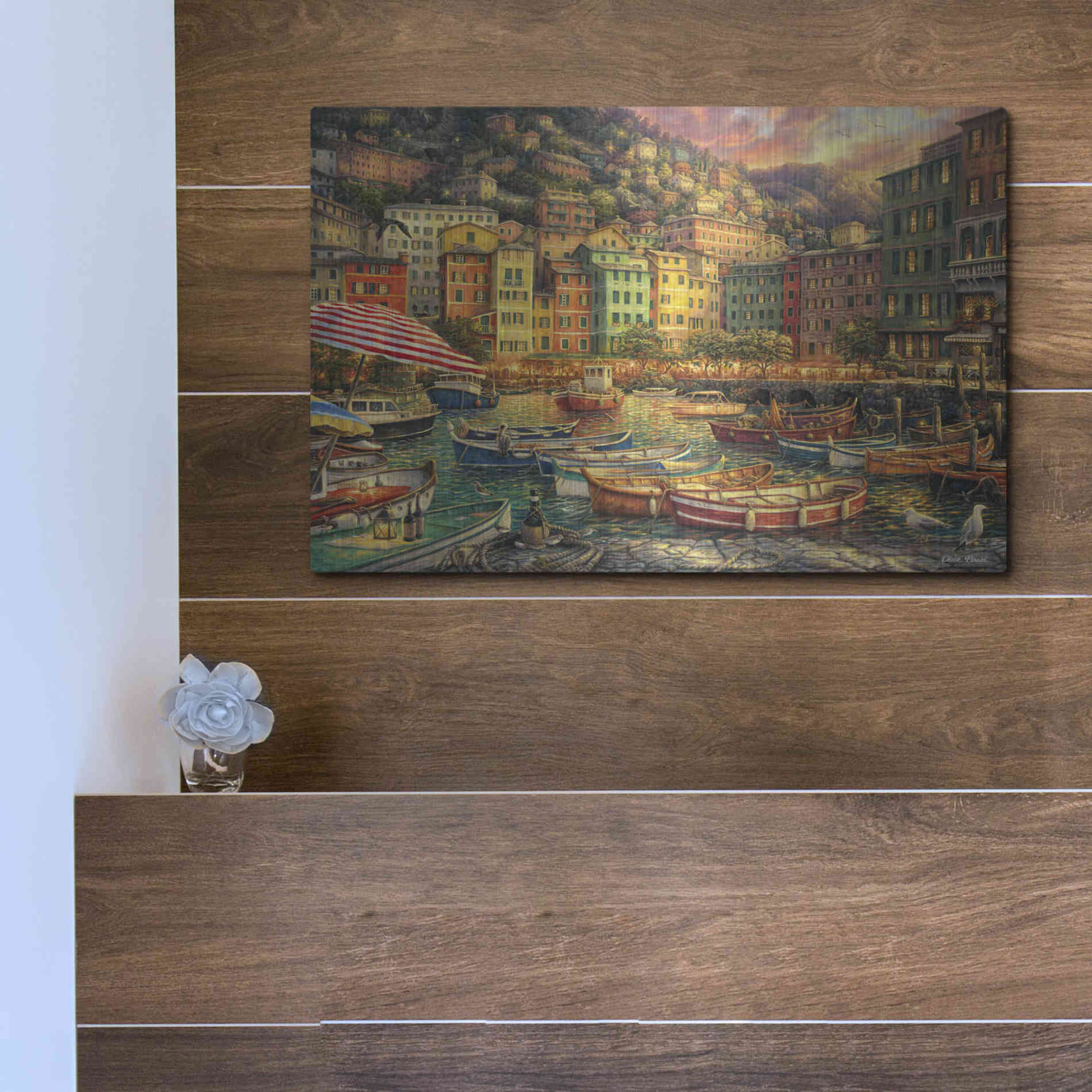 Luxe Metal Art 'Vibrance of Italy' by Chuck Pinson, Metal Wall Art,16x12