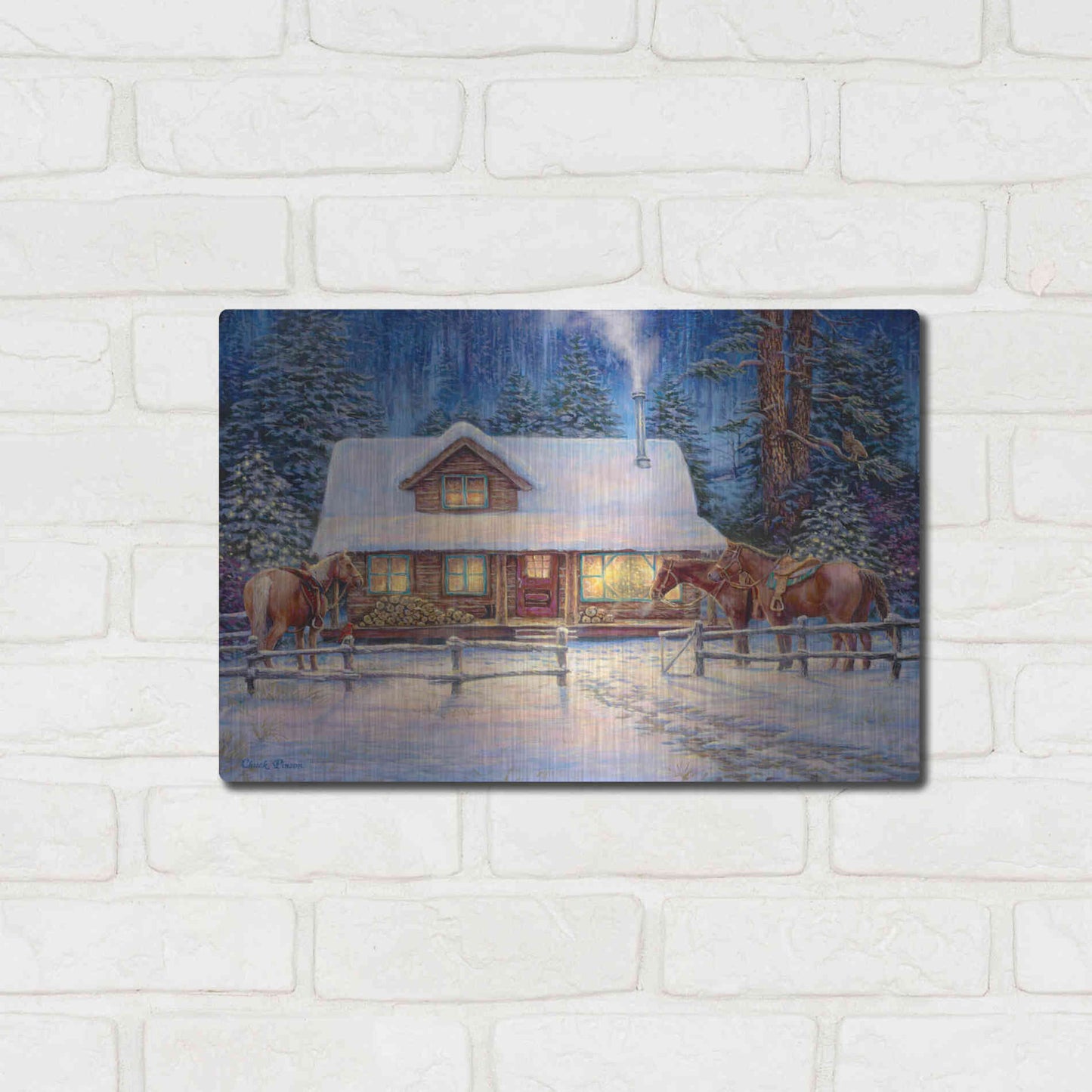 Luxe Metal Art 'Winter's Oasis' by Chuck Pinson, Metal Wall Art,16x12