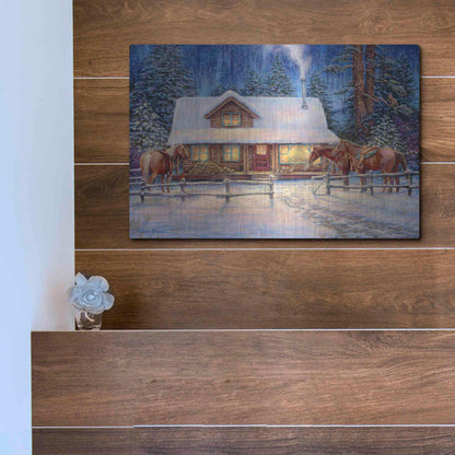 Luxe Metal Art 'Winter's Oasis' by Chuck Pinson, Metal Wall Art,16x12