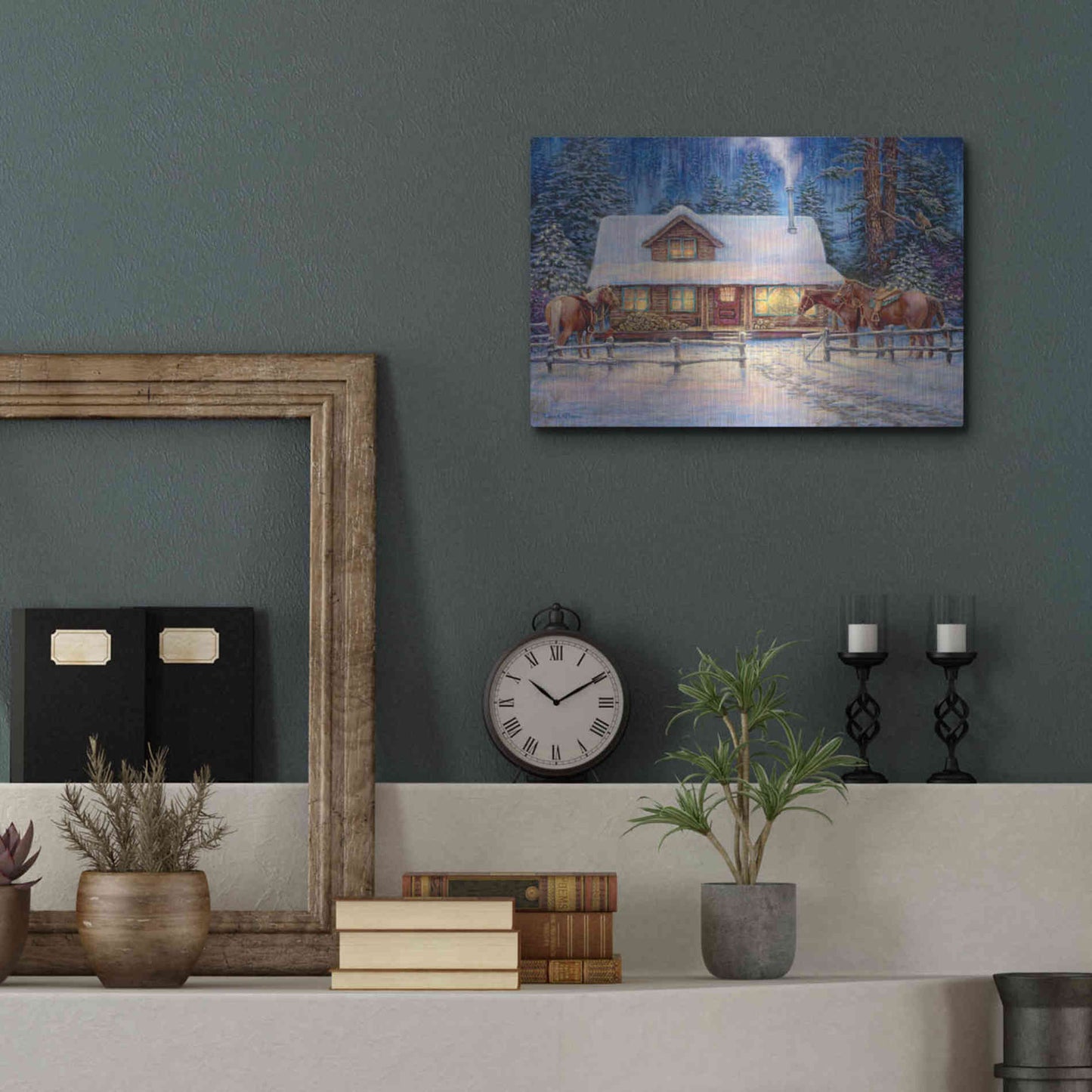 Luxe Metal Art 'Winter's Oasis' by Chuck Pinson, Metal Wall Art,16x12
