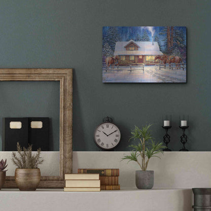Luxe Metal Art 'Winter's Oasis' by Chuck Pinson, Metal Wall Art,16x12