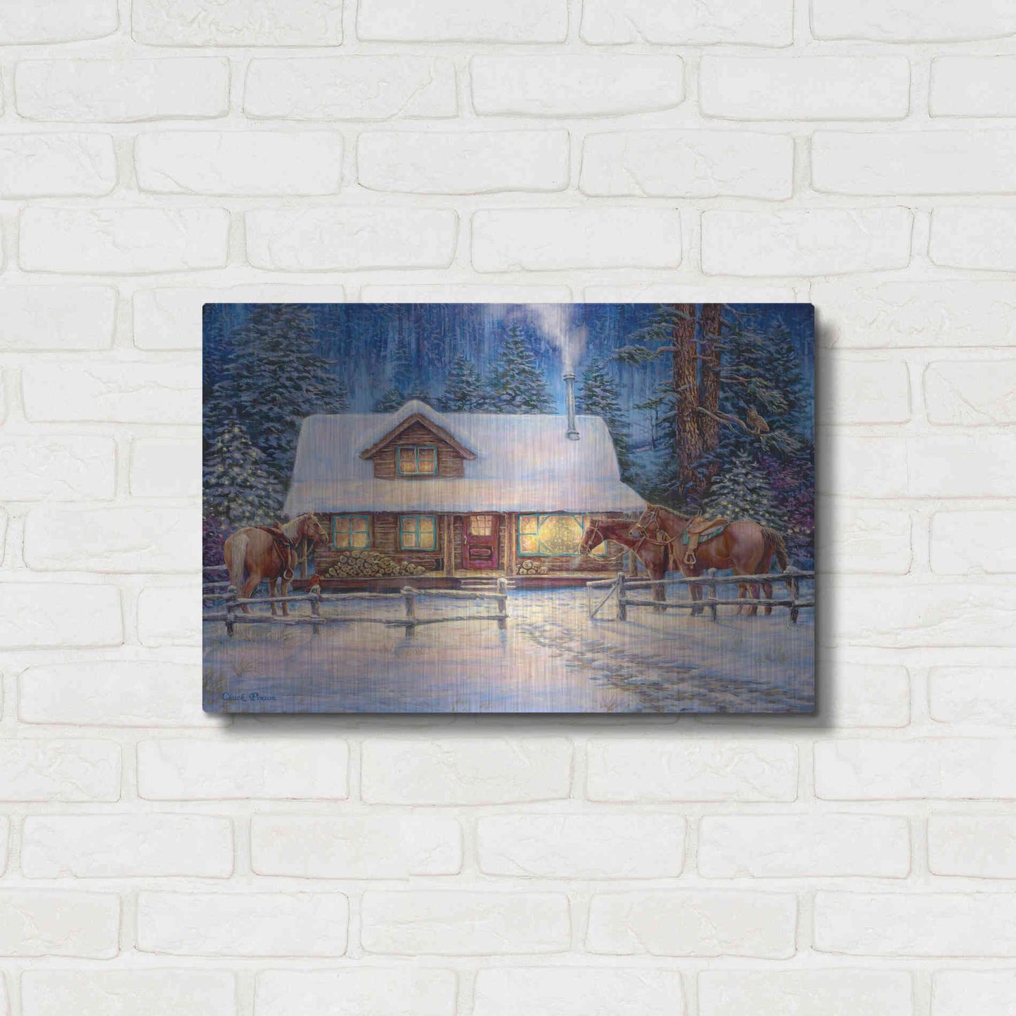 Luxe Metal Art 'Winter's Oasis' by Chuck Pinson, Metal Wall Art,24x16
