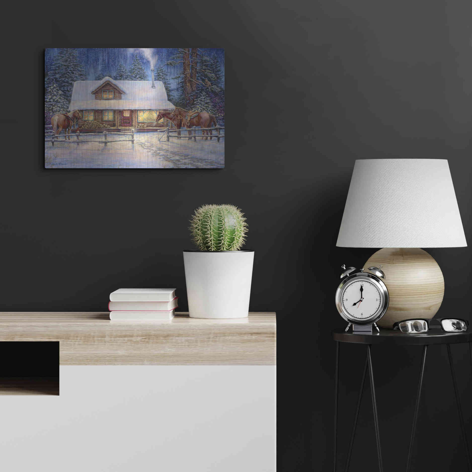Luxe Metal Art 'Winter's Oasis' by Chuck Pinson, Metal Wall Art,24x16