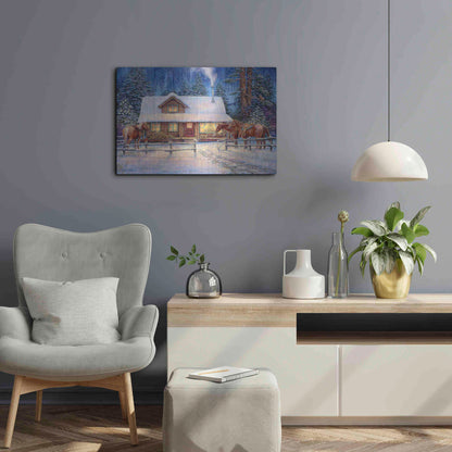 Luxe Metal Art 'Winter's Oasis' by Chuck Pinson, Metal Wall Art,24x16