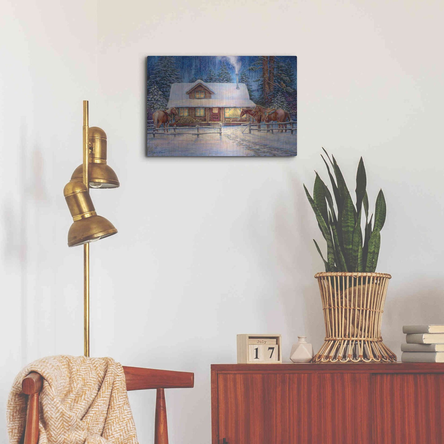 Luxe Metal Art 'Winter's Oasis' by Chuck Pinson, Metal Wall Art,24x16