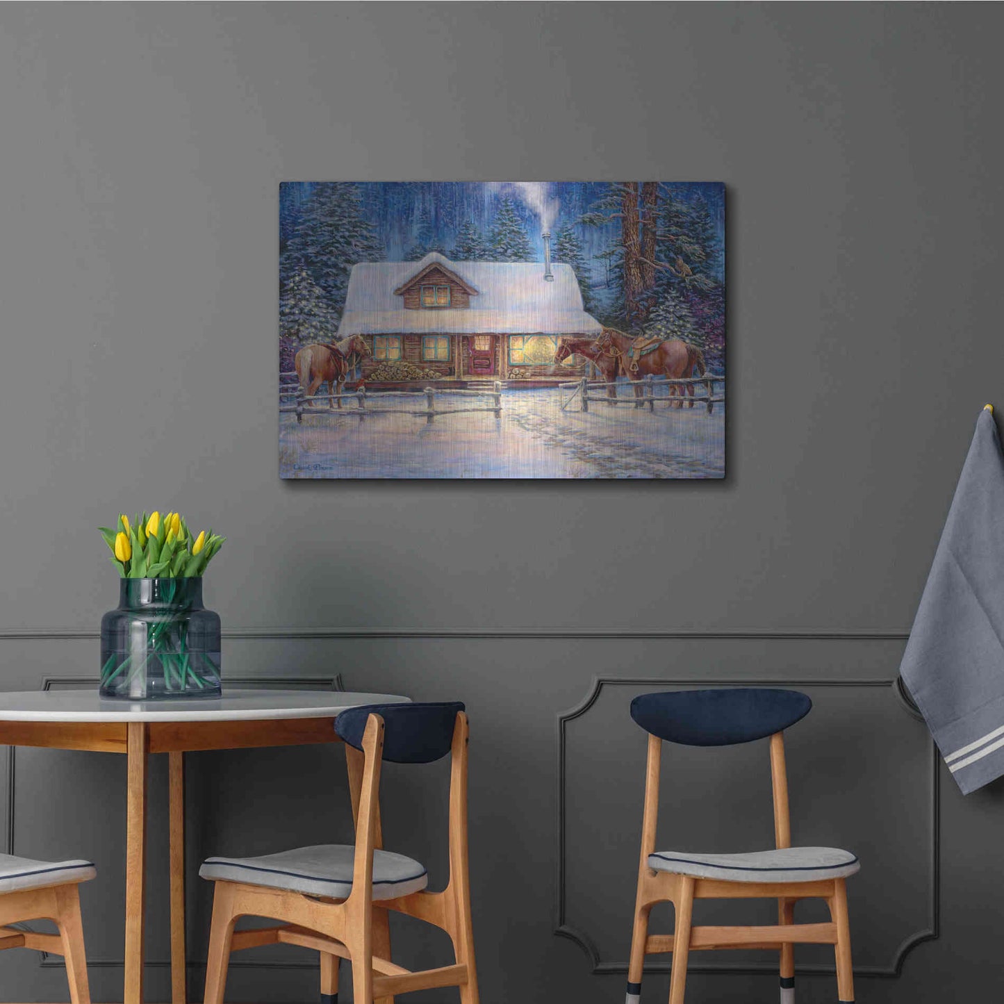 Luxe Metal Art 'Winter's Oasis' by Chuck Pinson, Metal Wall Art,36x24