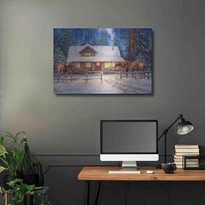 Luxe Metal Art 'Winter's Oasis' by Chuck Pinson, Metal Wall Art,36x24