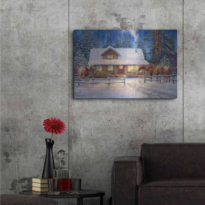 Luxe Metal Art 'Winter's Oasis' by Chuck Pinson, Metal Wall Art,36x24