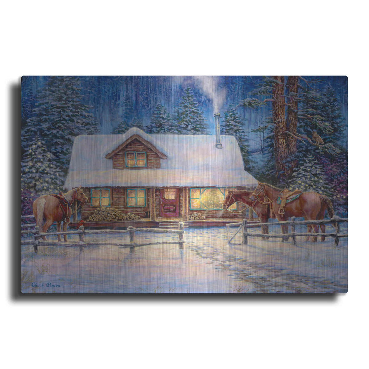 Luxe Metal Art 'Winter's Oasis' by Chuck Pinson, Metal Wall Art