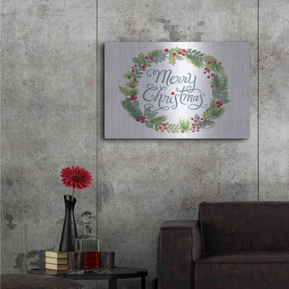 Luxe Metal Art 'Merry Christmas Wreath' by Diane Kater, Metal Wall Art,36x24