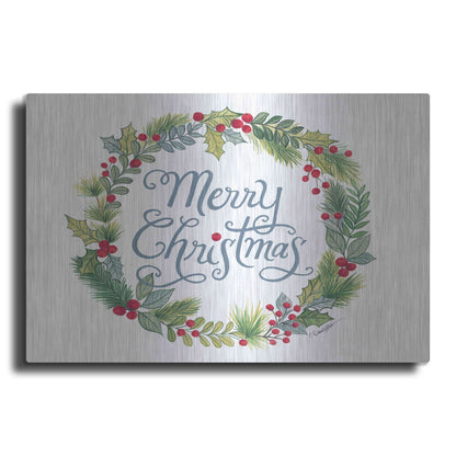 Luxe Metal Art 'Merry Christmas Wreath' by Diane Kater, Metal Wall Art