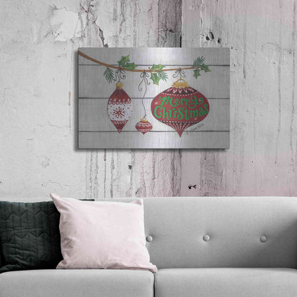 Luxe Metal Art 'Merry Christmas Ornaments' by Diane Kater, Metal Wall Art,36x24