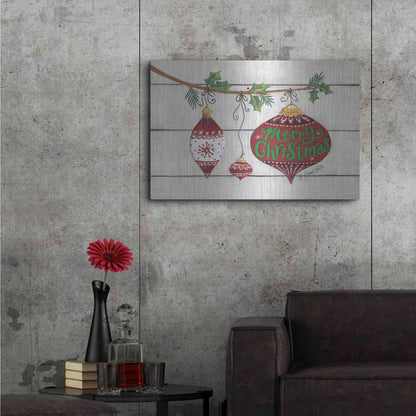 Luxe Metal Art 'Merry Christmas Ornaments' by Diane Kater, Metal Wall Art,36x24