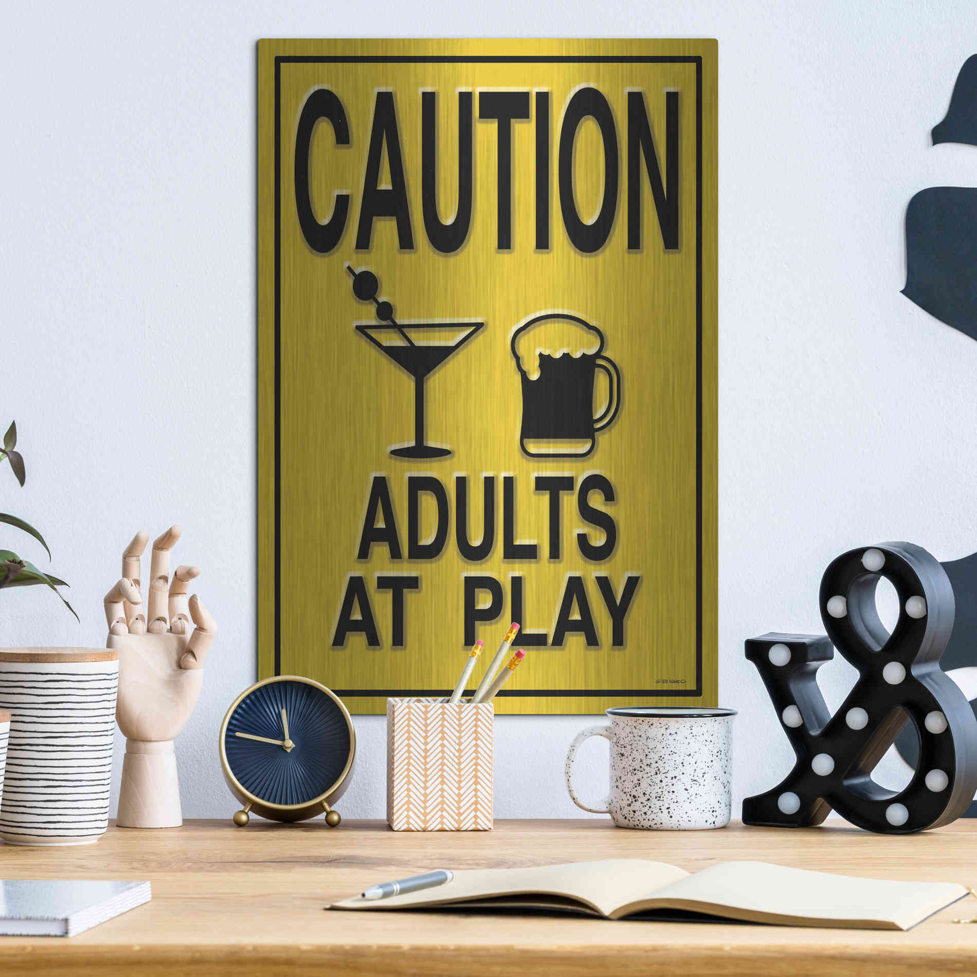 Luxe Metal Art 'Adults at Play I' by Ed Wargo, Metal Wall Art,12x16