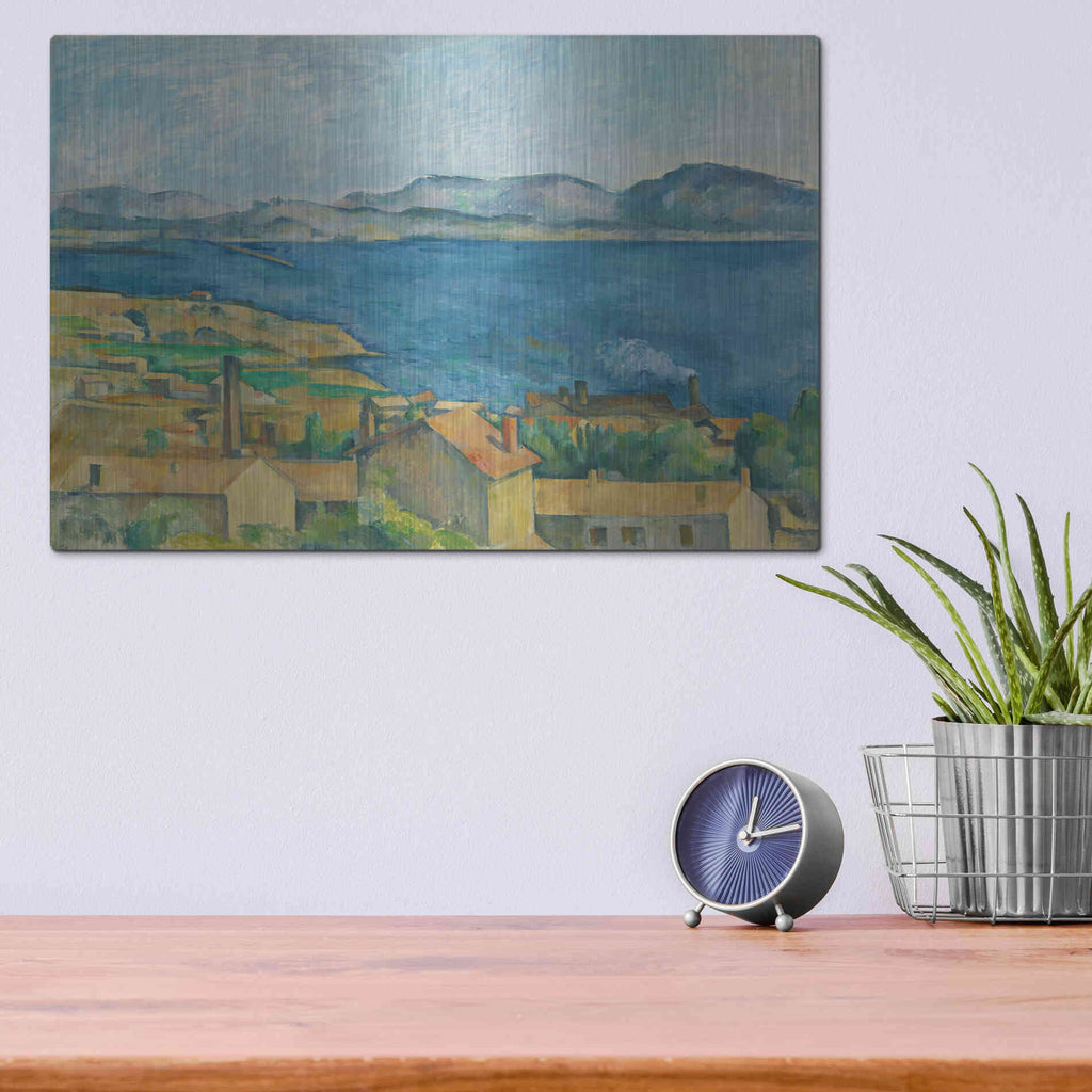 Luxe Metal Art 'The Bay of Marseilles, Seen from L'Estaque 'by Paul Cezanne, Metal Wall Art,16x12