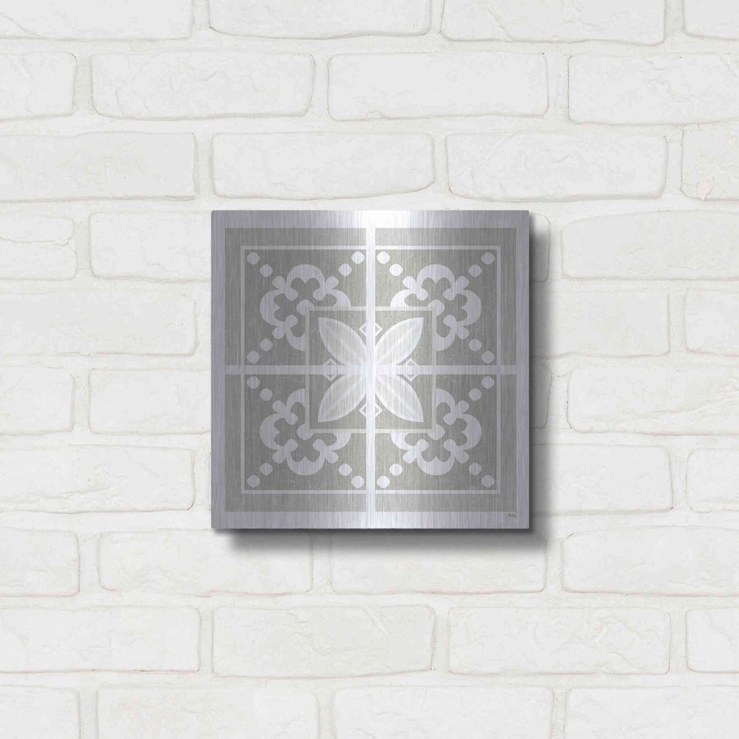 Luxe Metal Art 'Farmhouse Square III' by Heidi Kuntz, Metal Wall Art,12x12