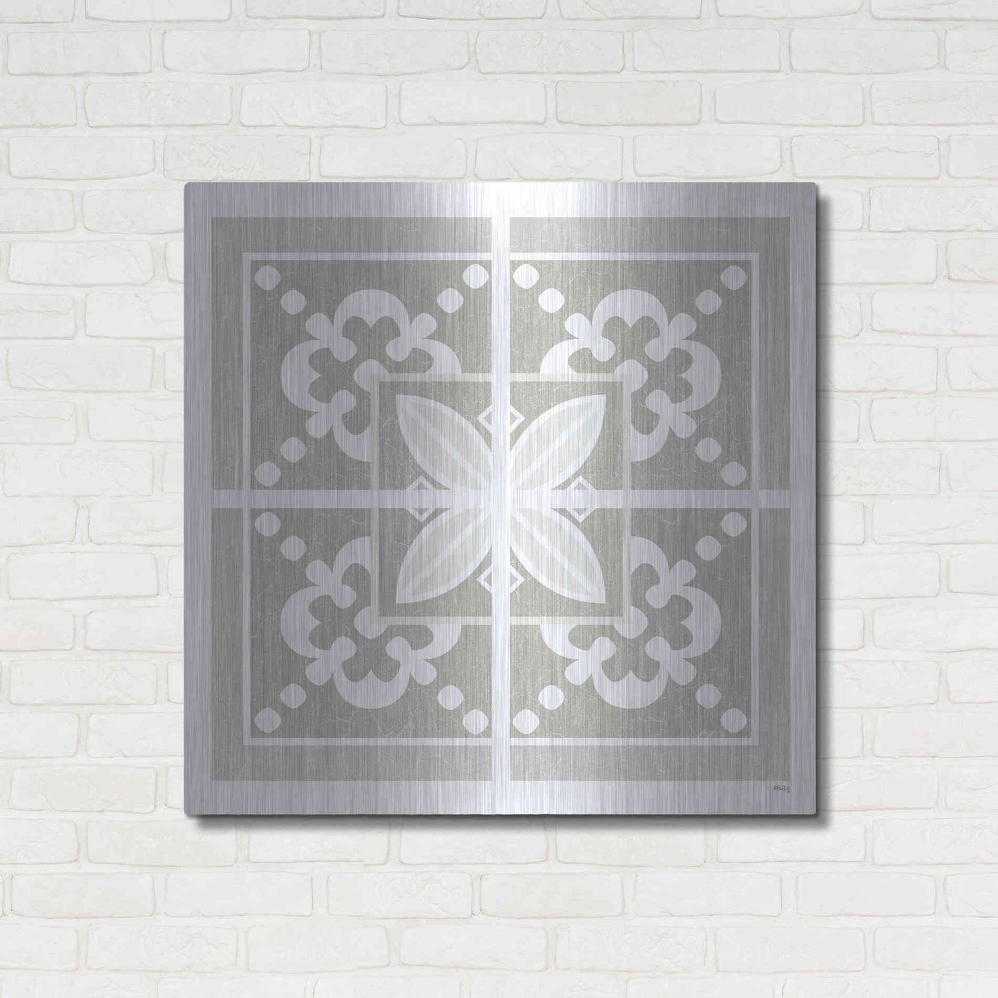 Luxe Metal Art 'Farmhouse Square III' by Heidi Kuntz, Metal Wall Art,36x36