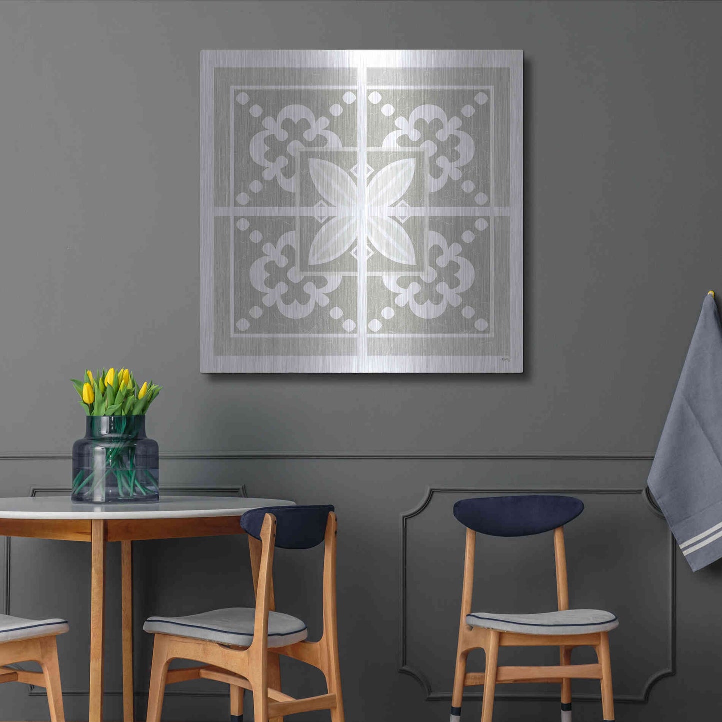 Luxe Metal Art 'Farmhouse Square III' by Heidi Kuntz, Metal Wall Art,36x36