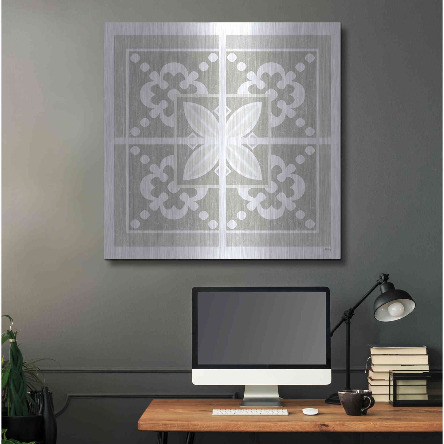 Luxe Metal Art 'Farmhouse Square III' by Heidi Kuntz, Metal Wall Art,36x36