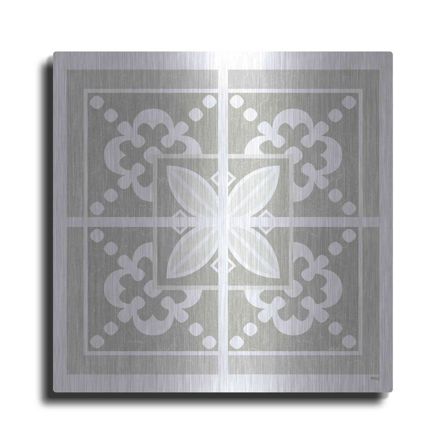 Luxe Metal Art 'Farmhouse Square III' by Heidi Kuntz, Metal Wall Art