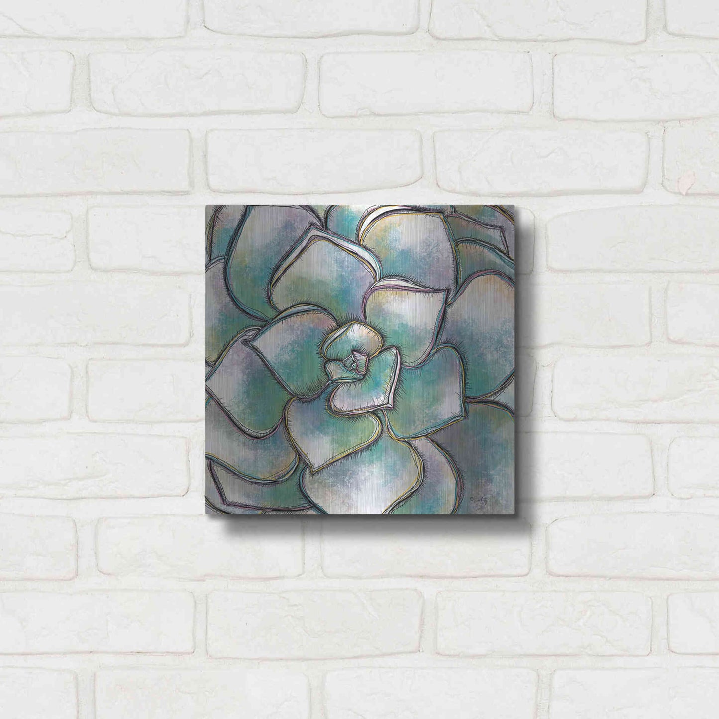 Luxe Metal Art 'Playful Succulent' by Heidi Kuntz, Metal Wall Art,12x12