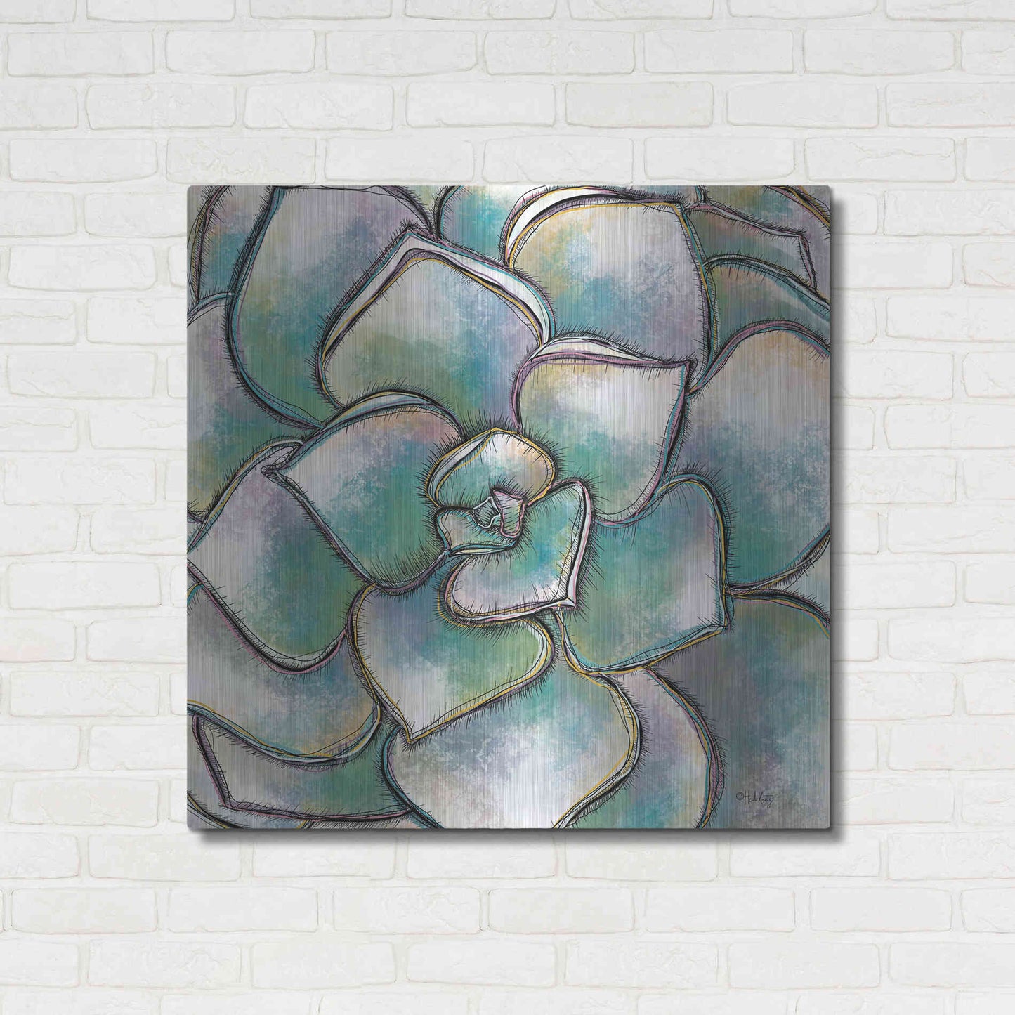 Luxe Metal Art 'Playful Succulent' by Heidi Kuntz, Metal Wall Art,36x36