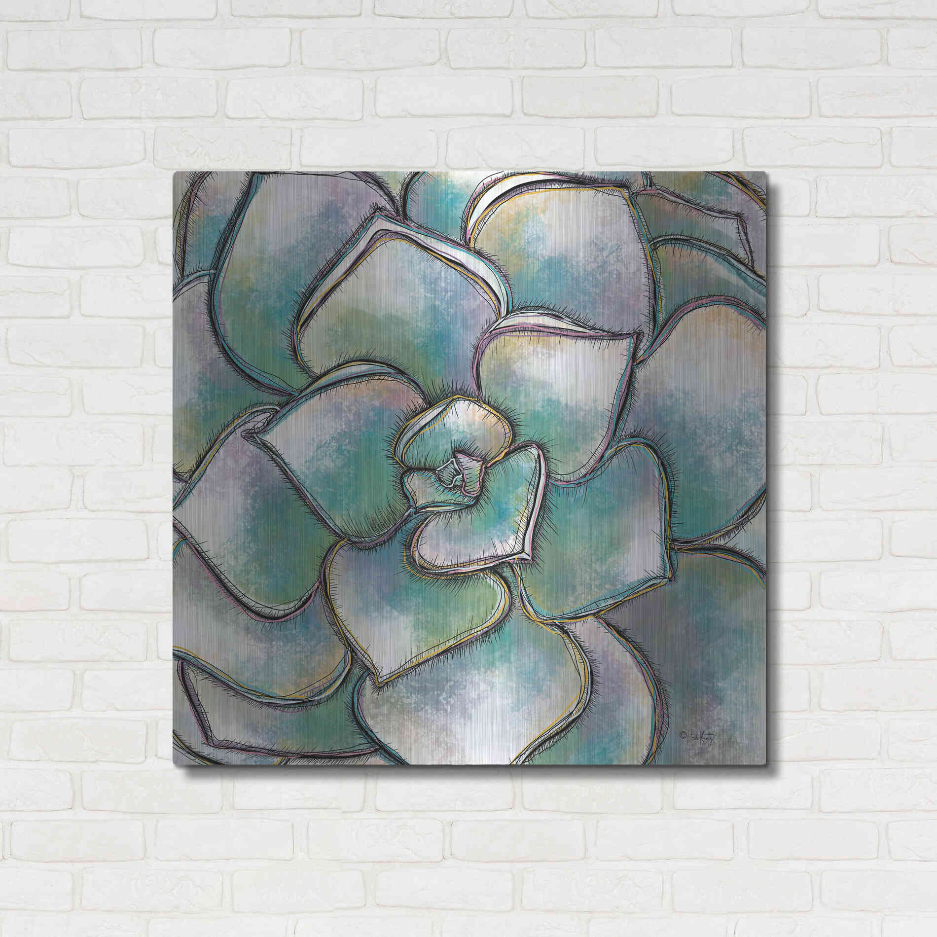 Luxe Metal Art 'Playful Succulent' by Heidi Kuntz, Metal Wall Art,36x36