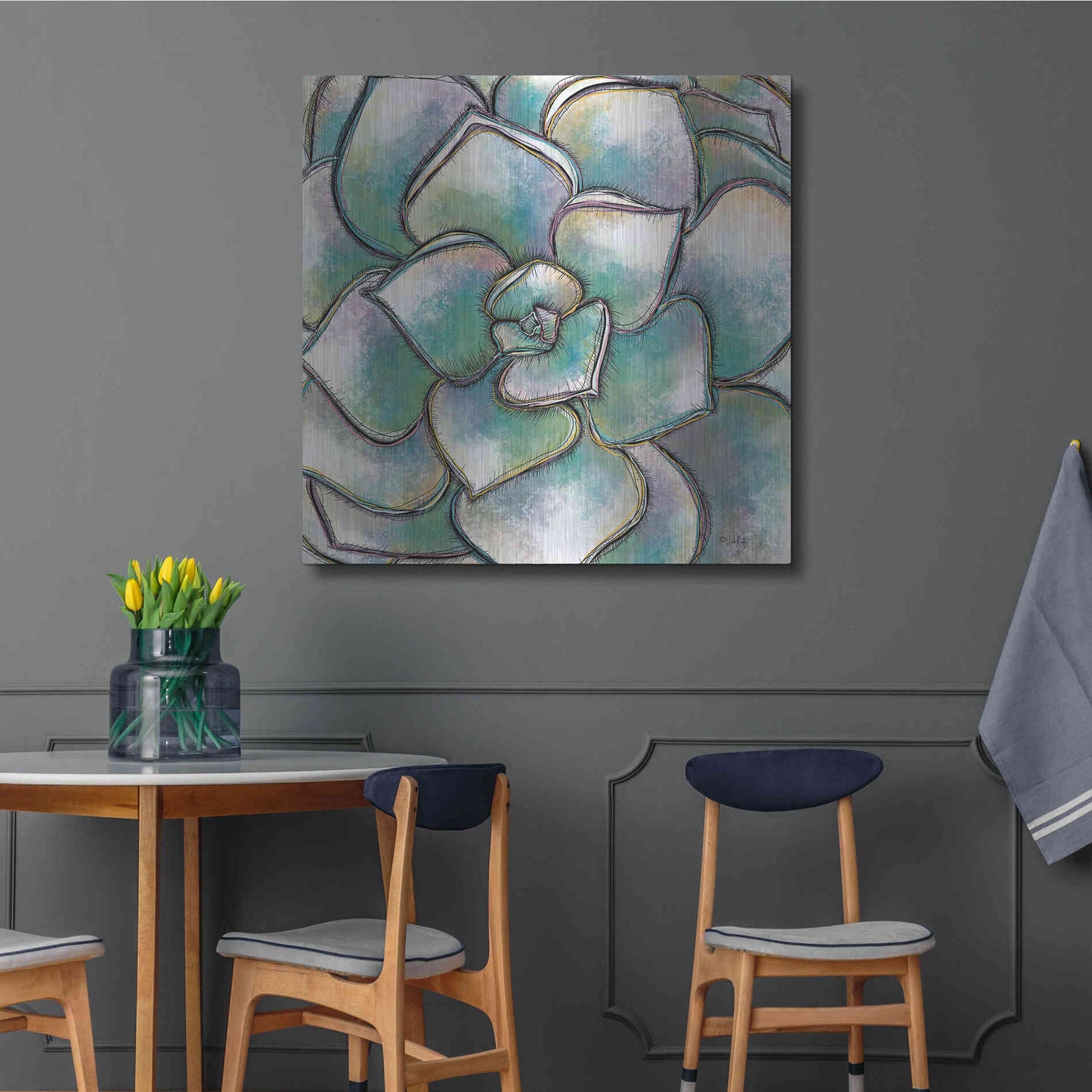 Luxe Metal Art 'Playful Succulent' by Heidi Kuntz, Metal Wall Art,36x36