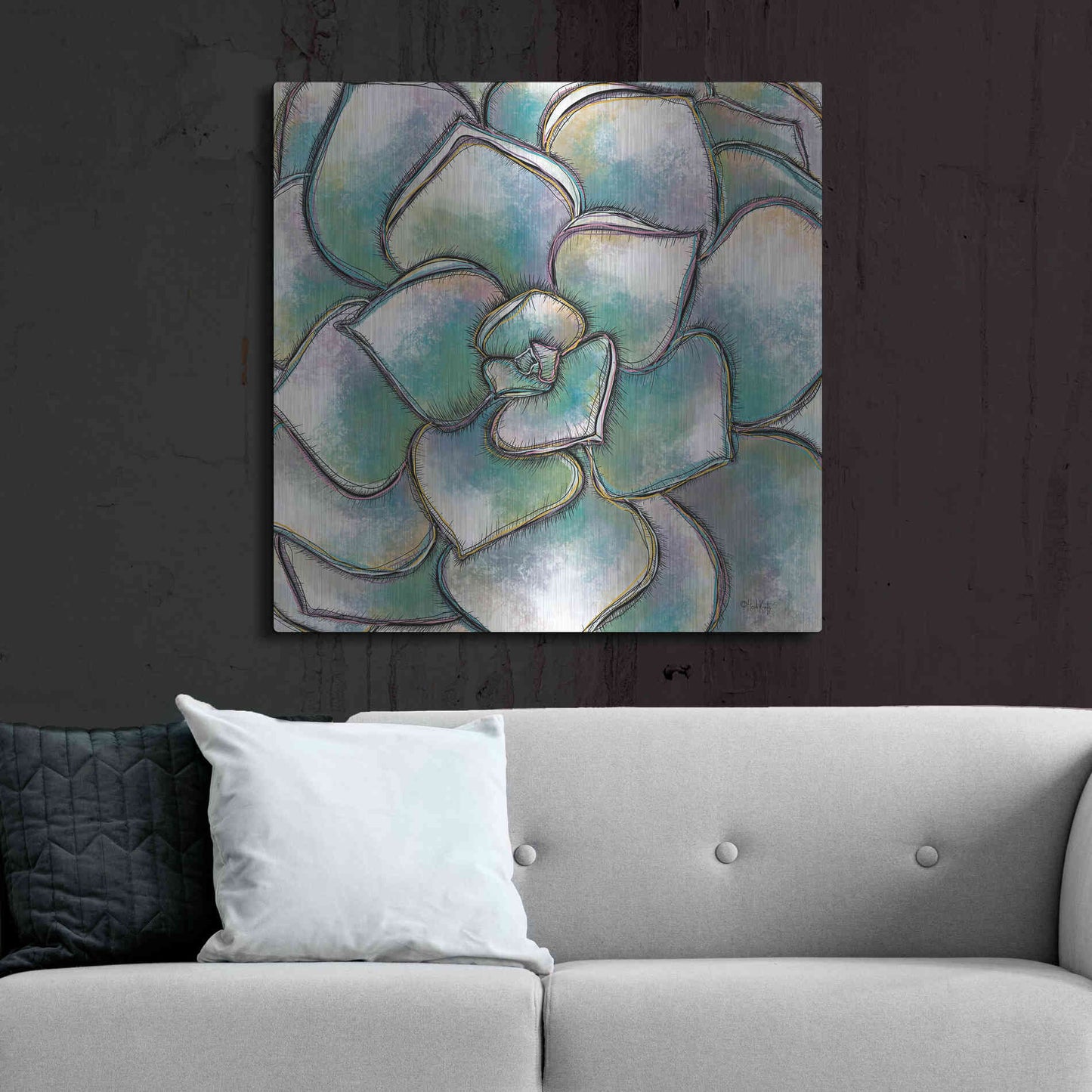 Luxe Metal Art 'Playful Succulent' by Heidi Kuntz, Metal Wall Art,36x36