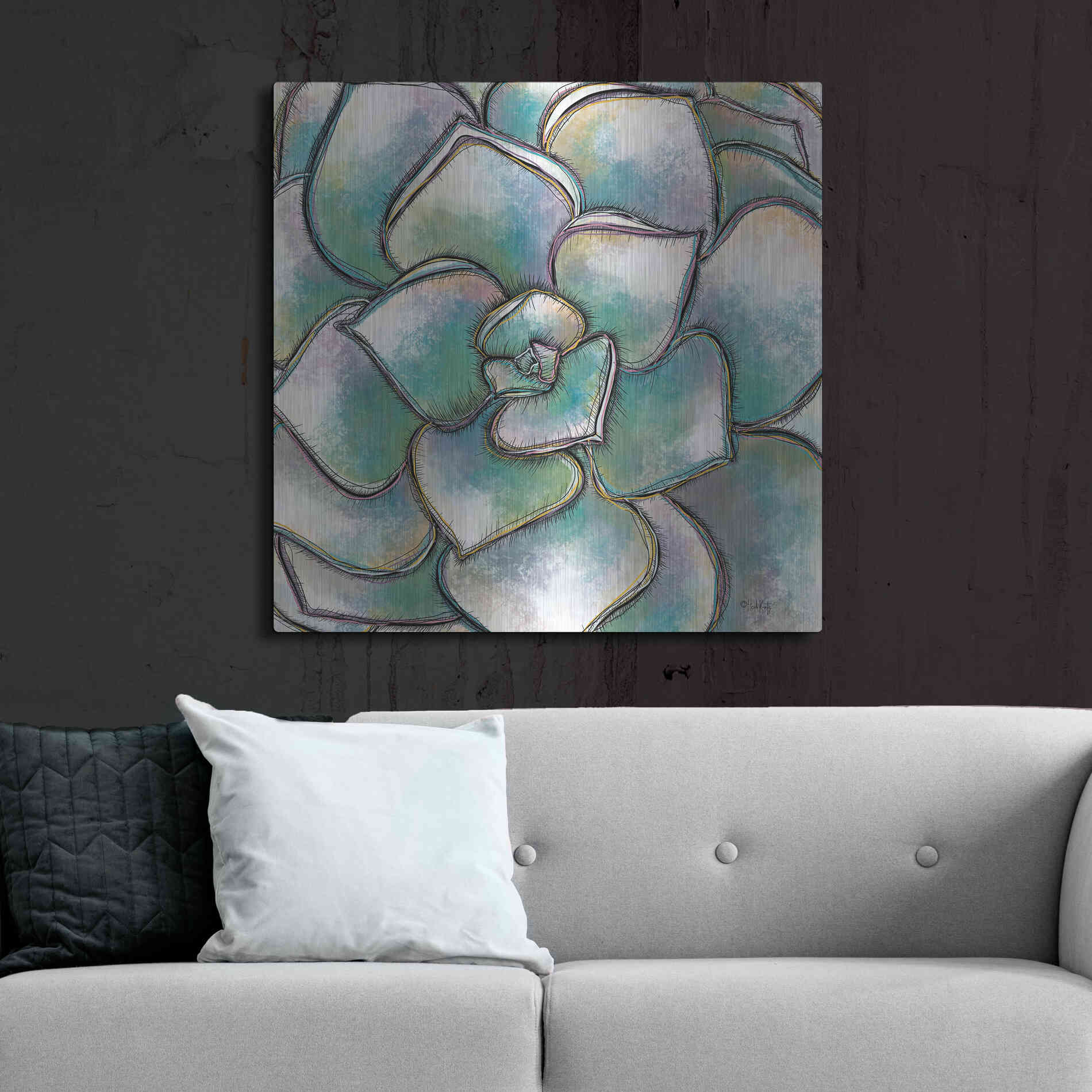 Luxe Metal Art 'Playful Succulent' by Heidi Kuntz, Metal Wall Art,36x36