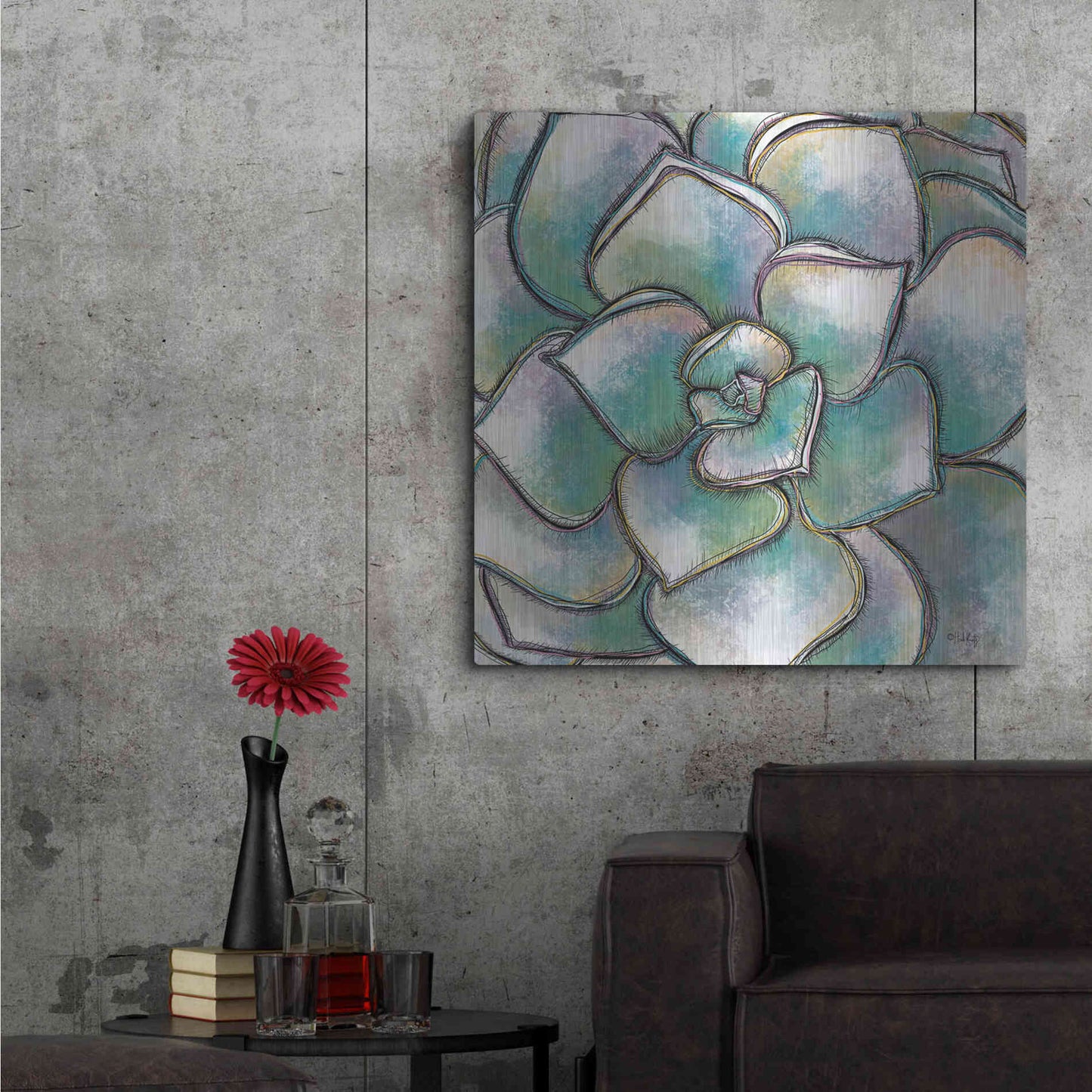Luxe Metal Art 'Playful Succulent' by Heidi Kuntz, Metal Wall Art,36x36