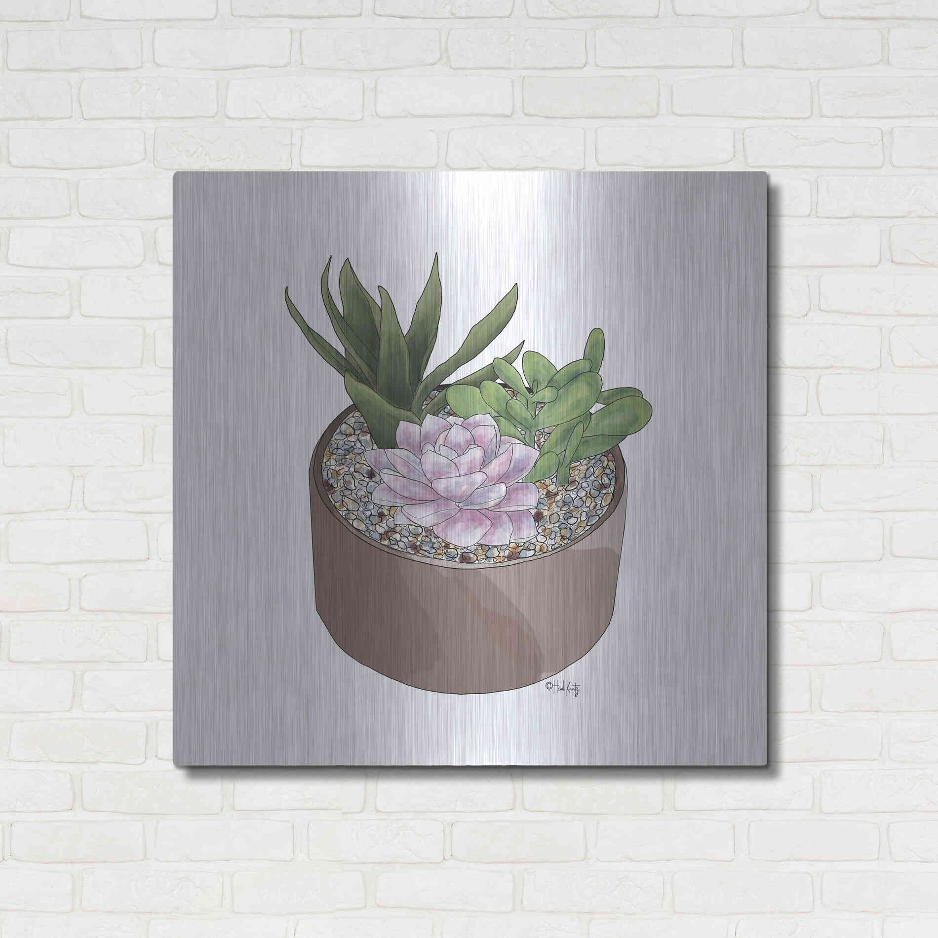 Luxe Metal Art 'Succulent Planter I' by Heidi Kuntz, Metal Wall Art,36x36