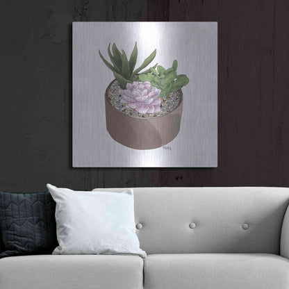 Luxe Metal Art 'Succulent Planter I' by Heidi Kuntz, Metal Wall Art,36x36