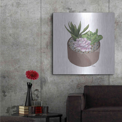 Luxe Metal Art 'Succulent Planter I' by Heidi Kuntz, Metal Wall Art,36x36