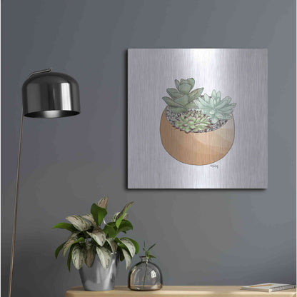 Luxe Metal Art 'Succulent Planter II' by Heidi Kuntz, Metal Wall Art,24x24